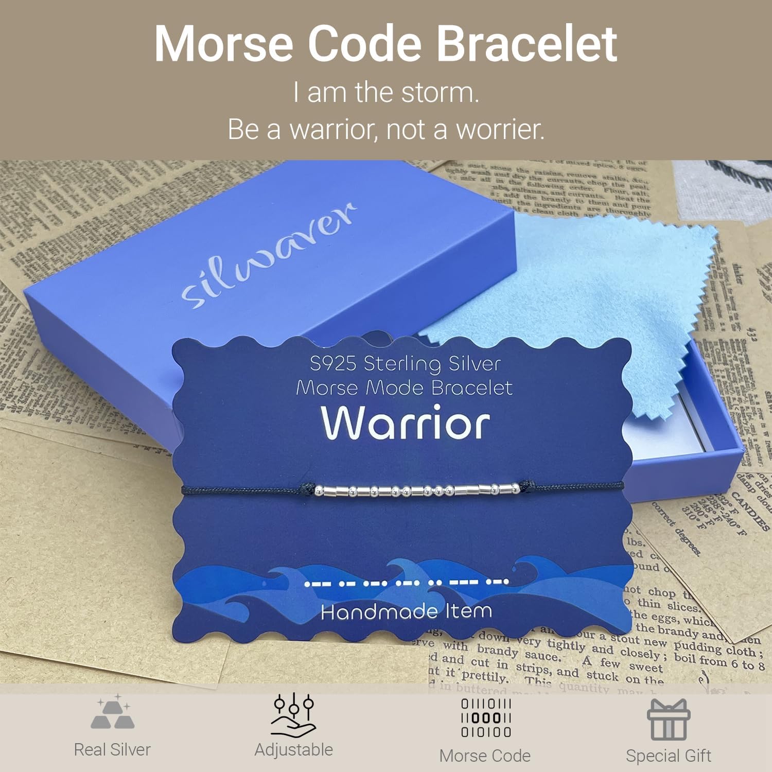 Birthday Gifts for Women, Sterling Silver Morse Code Bracelets for Women, Morse Code Inspirational Gifts Bracelets for Friends Sister Wifey Valentine's Day Gift - Image 4