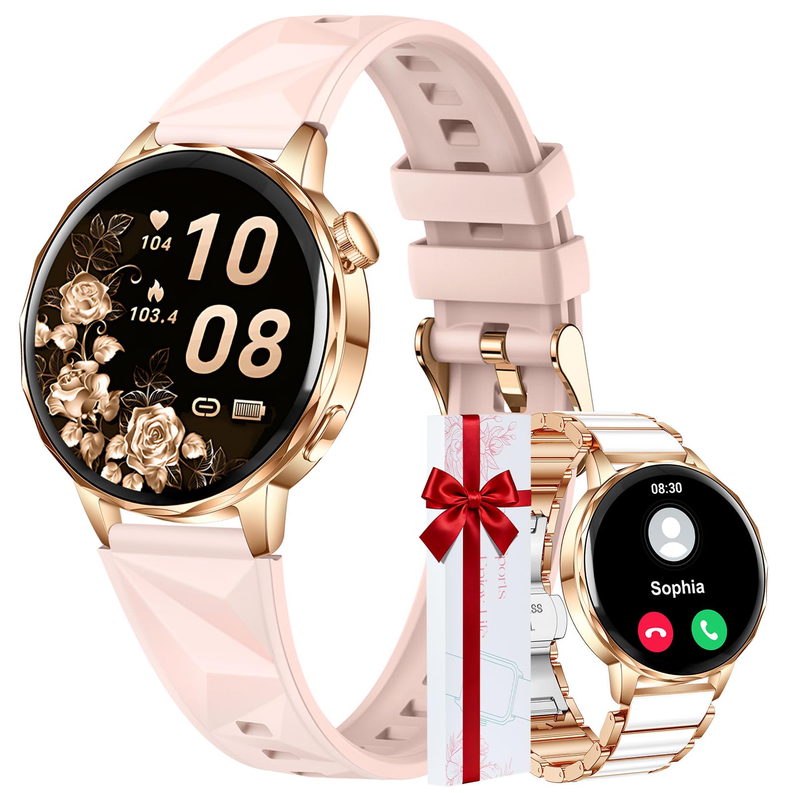 CIVO Smartwatch Donna Con Chiamate E Bluetooth – Fitness Tracker Impermeabile, Contapassi, Compatibile IOS Android – Orologio Sportivo Rosa Oro
