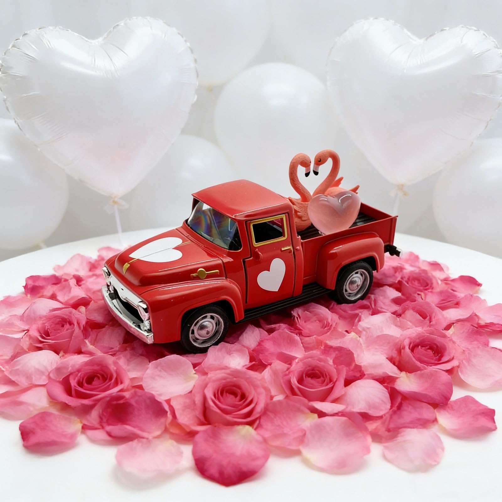 Kaeltsyn Valentine ' s Days Heart-Shaped Decorations, Pickup Truck Die-Made Models Valentine ' s Heart