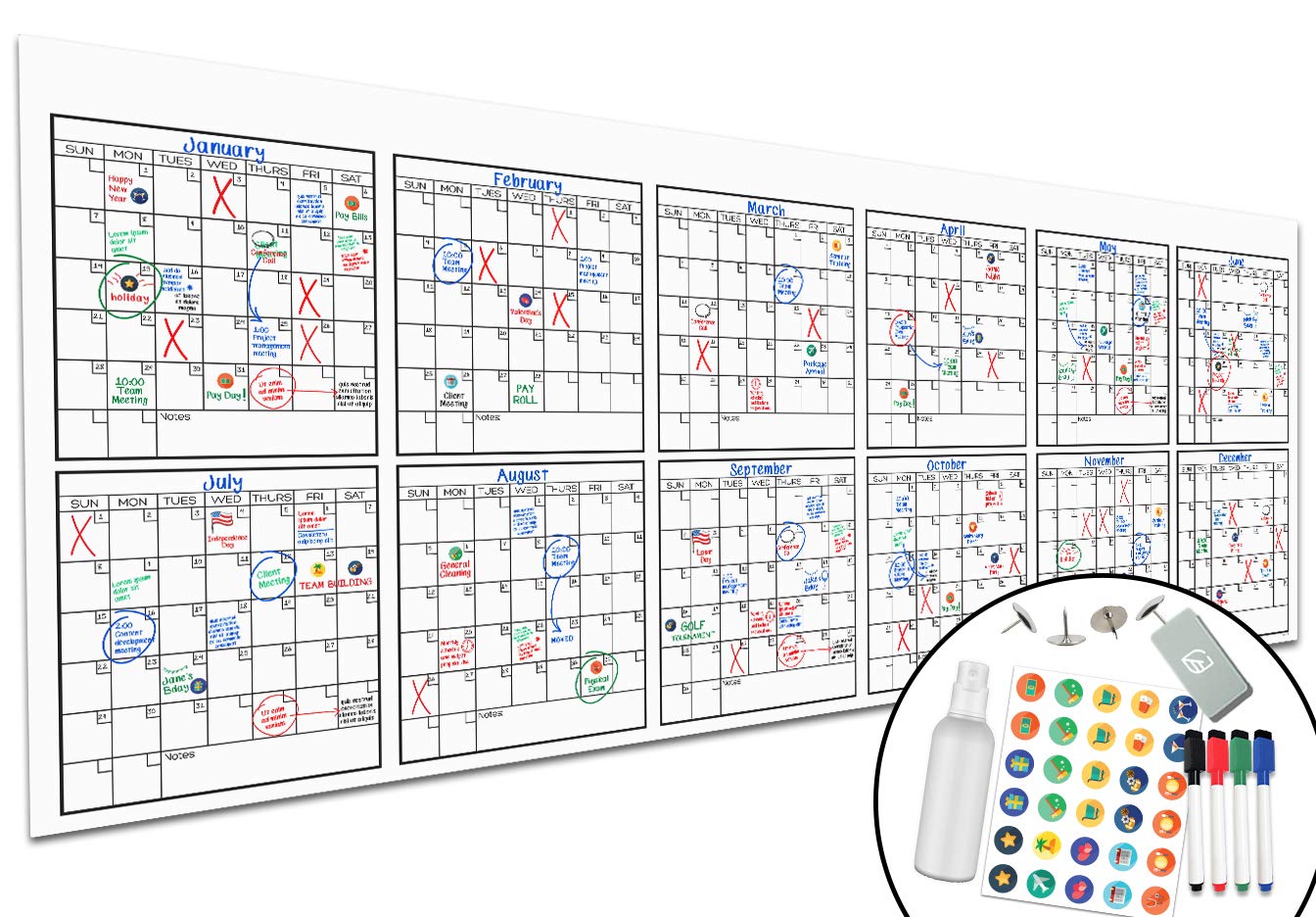 Amazon.com: Large Dry Erase Wall Calendar - 36