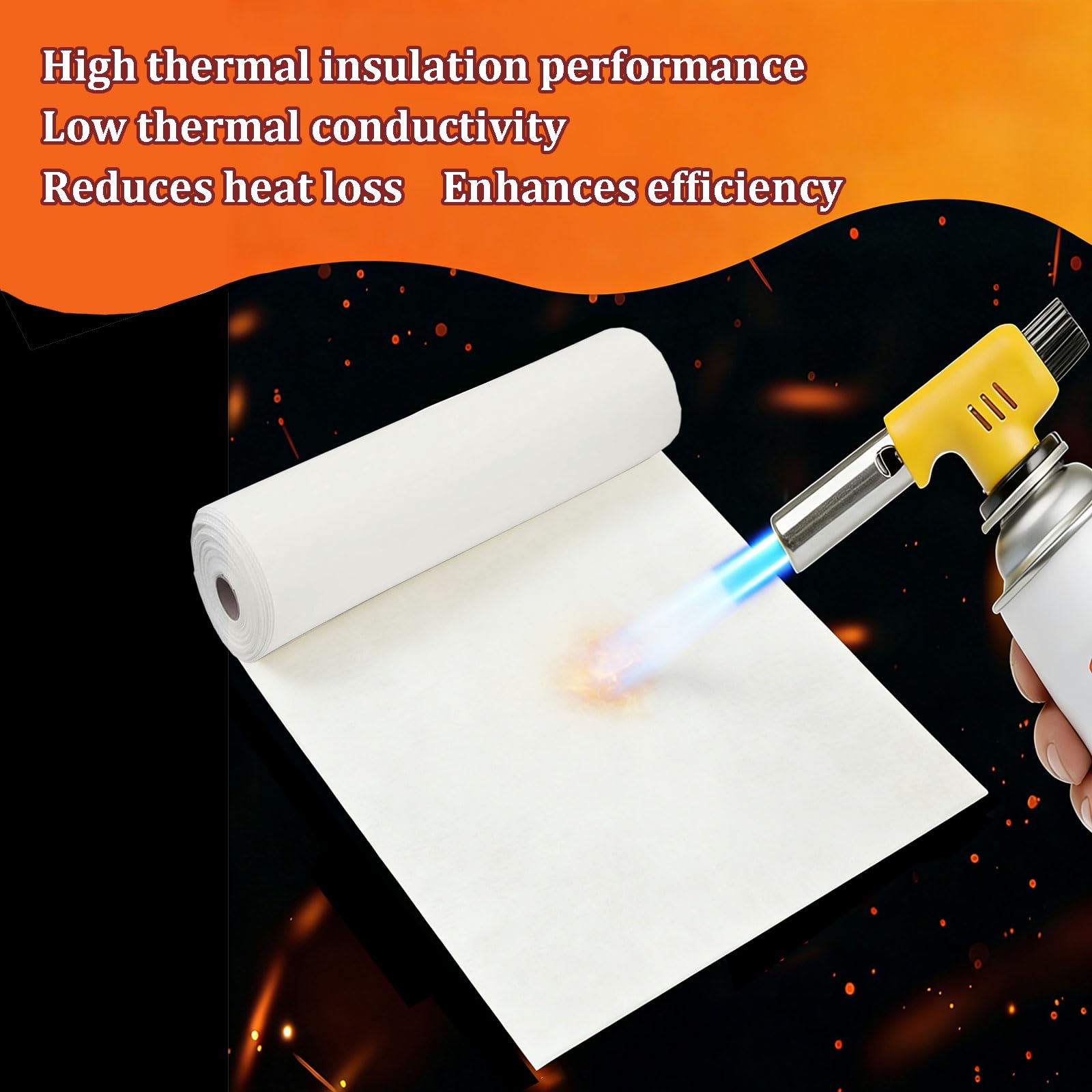 Papel De Fibra Cerámica 2300 ℉ Papel Para Juntas De Alta Temperatura | Espesor 1 Mm - 10 Mm | Resistente Al Fuego Sin Amianto | Flexible Y Cortable Para Hornos Industriales Y Es(Size:3mm×610mm×1000mm)