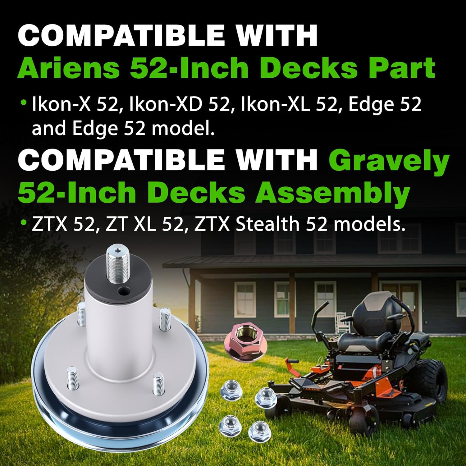 51537200 Lawn Mower Deck Spindle Assembly Compatible with Ariens Ikon-X 52 Edge 52 Gravely ZTX 52 52-Inch Mower Decks 51528000 3PCS
