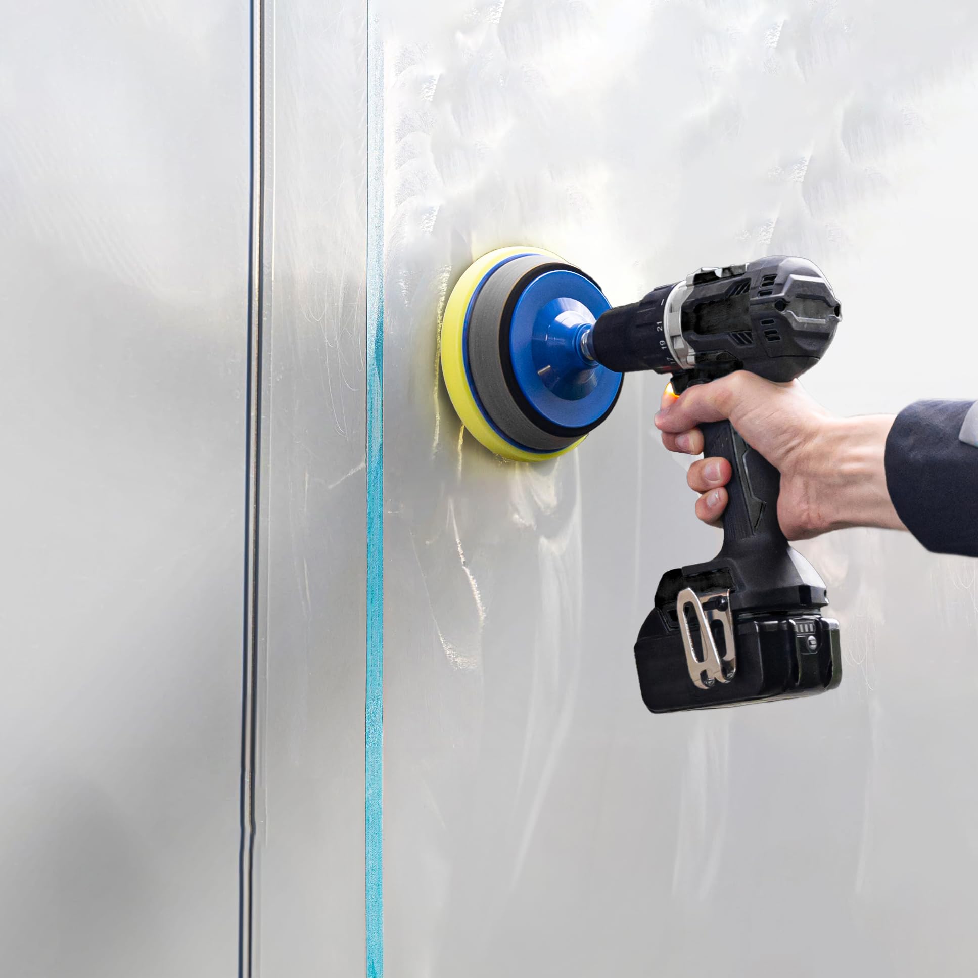 CLEANOFANT Universal POLITUR Set für Akku-Schrauber & Bohrmaschine | Polierset für Wohnwagen & Wohnmobil - Inkl. Adapter, Polierteller, Pad & Poliertuch - Entfernt Kratzer & Gebrauchsspuren
