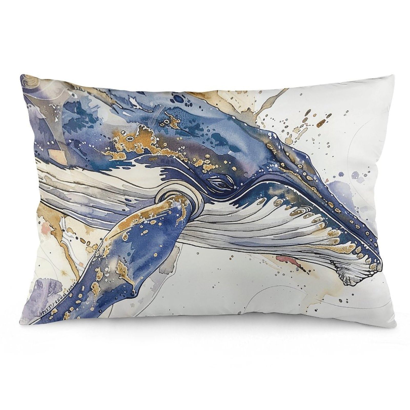 2 Pack Pillow Cases for Hair and Skin, Soft Breathable Pillow Case Covers with Hidden Zipper, A Picture of A Whale Pillowcase 16 "x24 Pillow Covers for Sleeping Gift