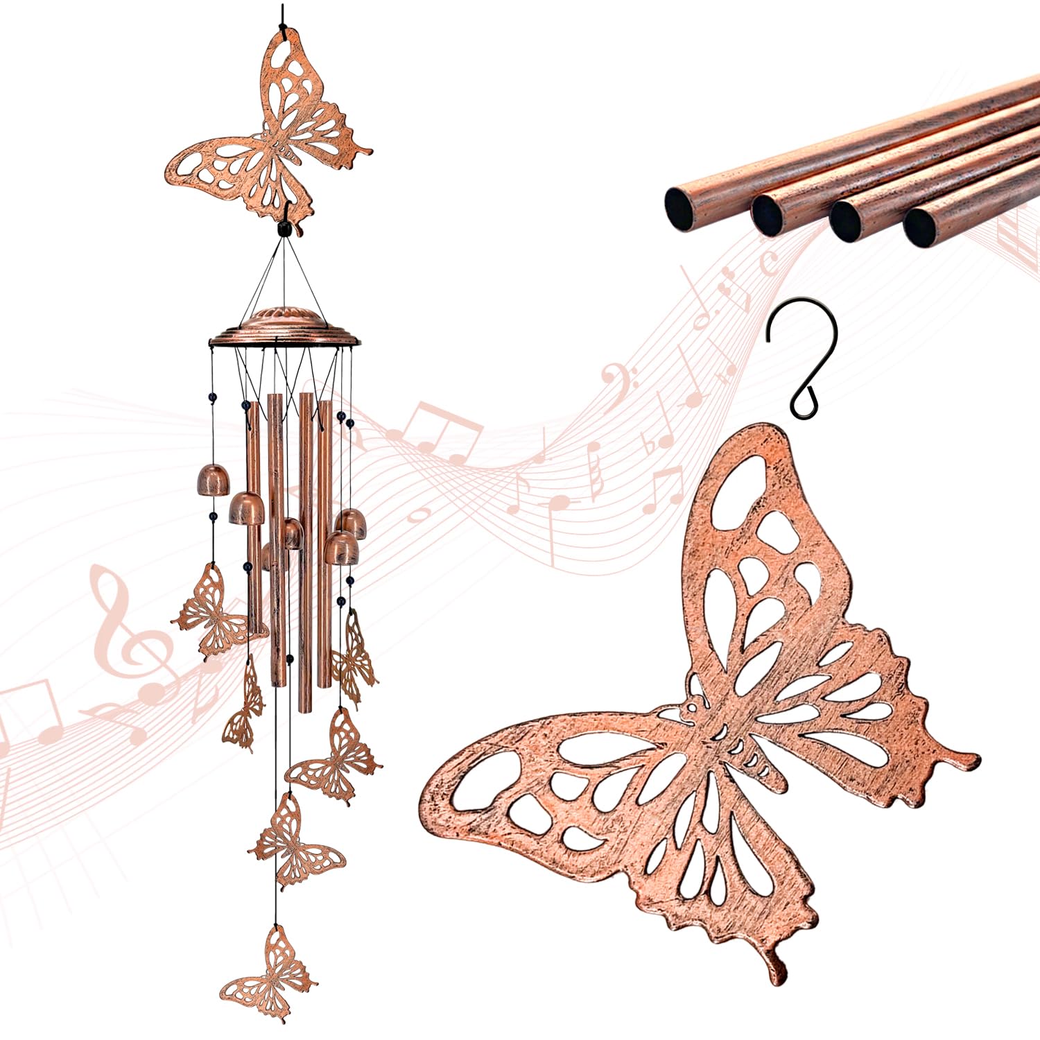 Butterfly Wind Chimes Outdoor Butterfly Gifts for Women/Men/Mom/Grandma/Wife Birthday Gifts Memorial Gift Metal WindChimes...