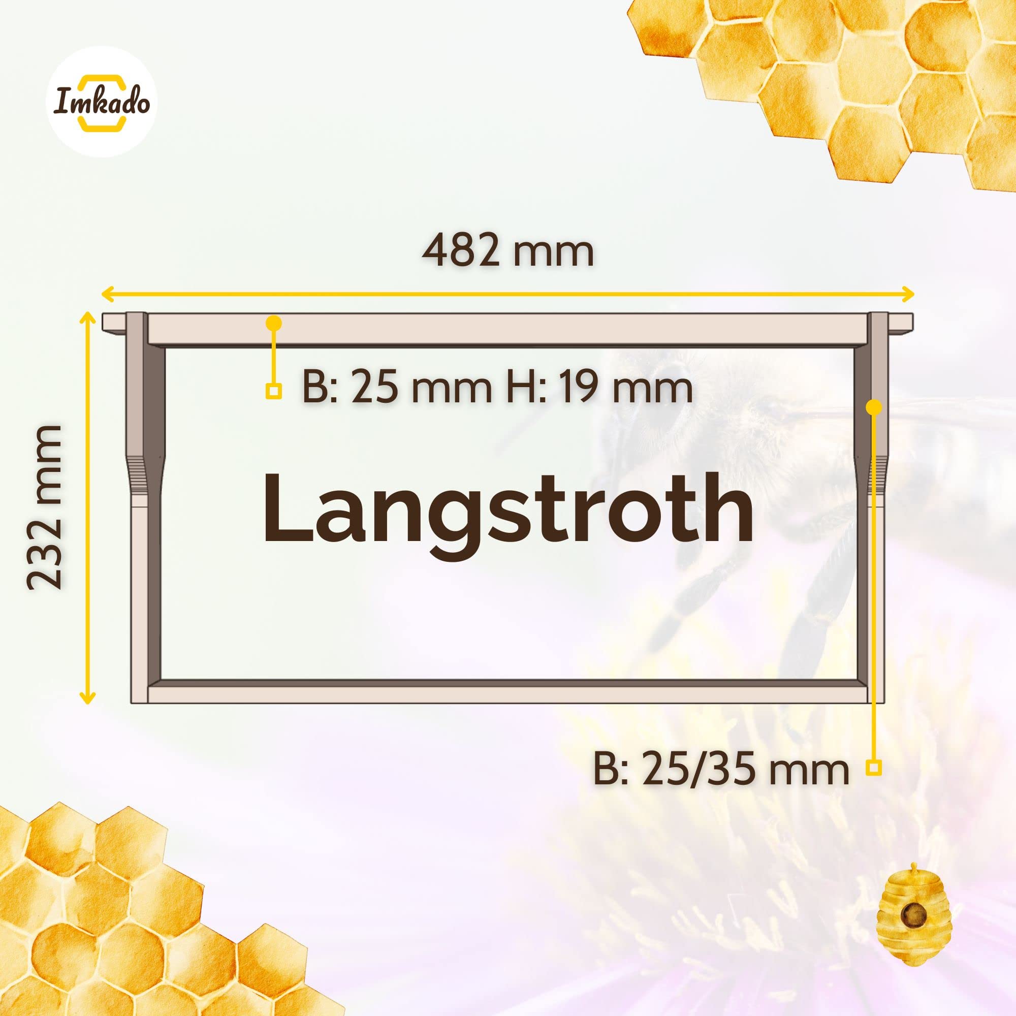 30x Langstroth Rähmchen, Hoffmann Seitenteile, modifizierter Oberträger - aus Lindenholz, montiert, mit Edelstahldraht gedrahtet