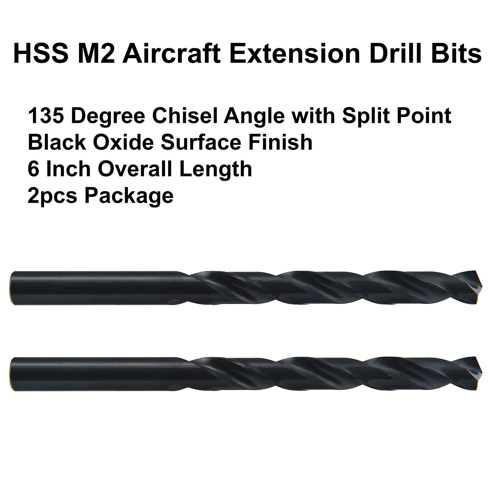 MAXTOOL ACF02B06R22P2 2 brocas de extensión de avión HSS M2 totalmente tierra; 2 piezas