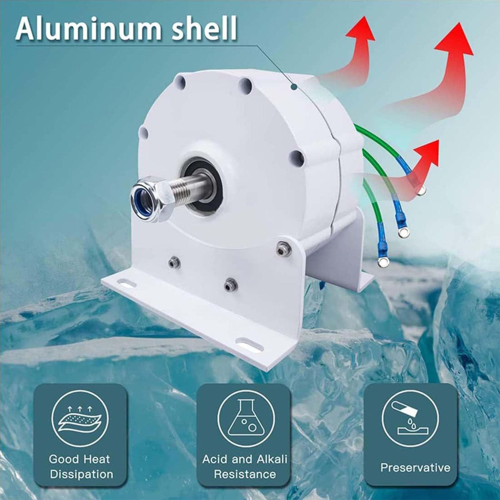 Alternatore elettrico trifase AC, generatore motore a magneti permanenti senza ingranaggi, guscio in lega di alluminio, per applicazioni di turbine eoliche