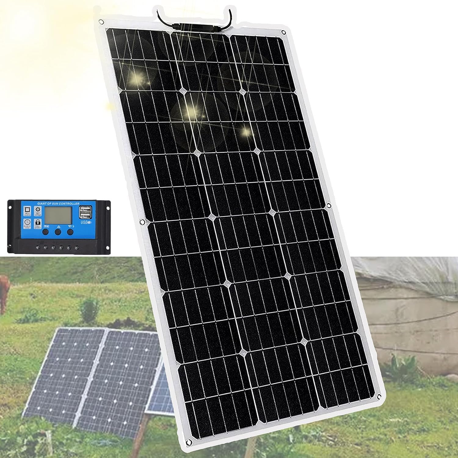 Módulo solar monocristalino semiflexible de 300 W (flexión máxima de 30 °), cargador de panel solar de 40 A, resistente al agua, for bomba, ventilador doméstico, farola, lámpara de jardín ( Color : 40