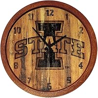 Vista 238 de The Fan-Brand NCAA Oklahoma Sooners: Faux Barrel Top Wall Clock Sports Team Bar Sign Décor - Home Man Cave, Party Decoration - Made On Demand