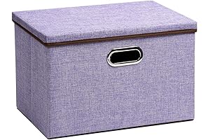 Large Foldable Storage Bins with Lids, Cube Collapsible Purple Storage Basket