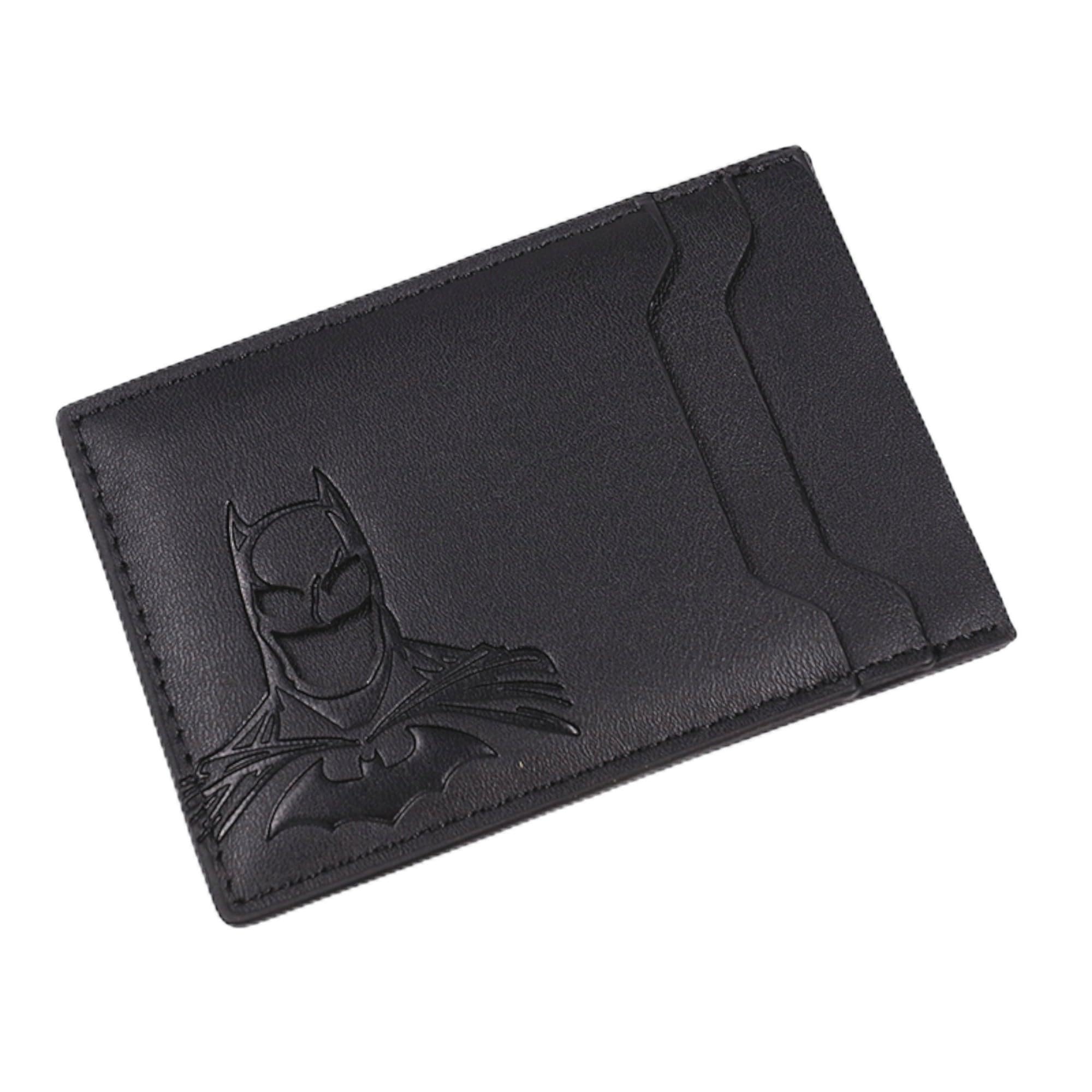 Cartera Super Héroe de Piel con diseño de murciélago para Hombres y Mujeres – con Ranura para Tarjeta de identificación (Negro)