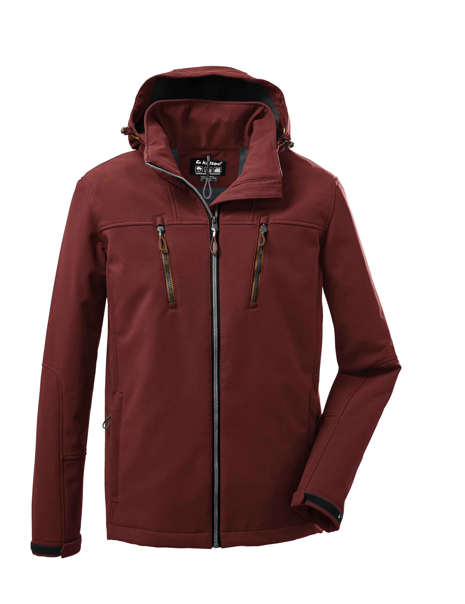killtec KOW 163 MN SFTSHLL JCKT, 37711-000, softshelljas voor heren, met afritsbare capuchon, gebrande rood, maat L killtec KOW 163 MN SFTSHLL JCKT, 37711-000, softshelljas voor heren, met afritsbare capuchon, gebrande rood, maat L