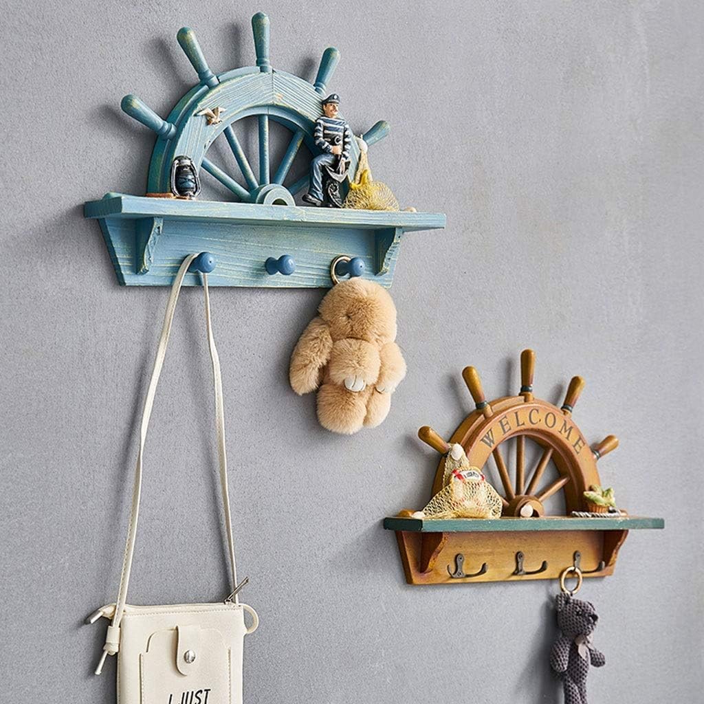 Wieszak na płaszcze Drewniany wieszak ścienny Wieszaki na płaszcze Ścienny Dekoracja ścienna, Heavy Duty Key Hat Rack Holder (Color : Natural)