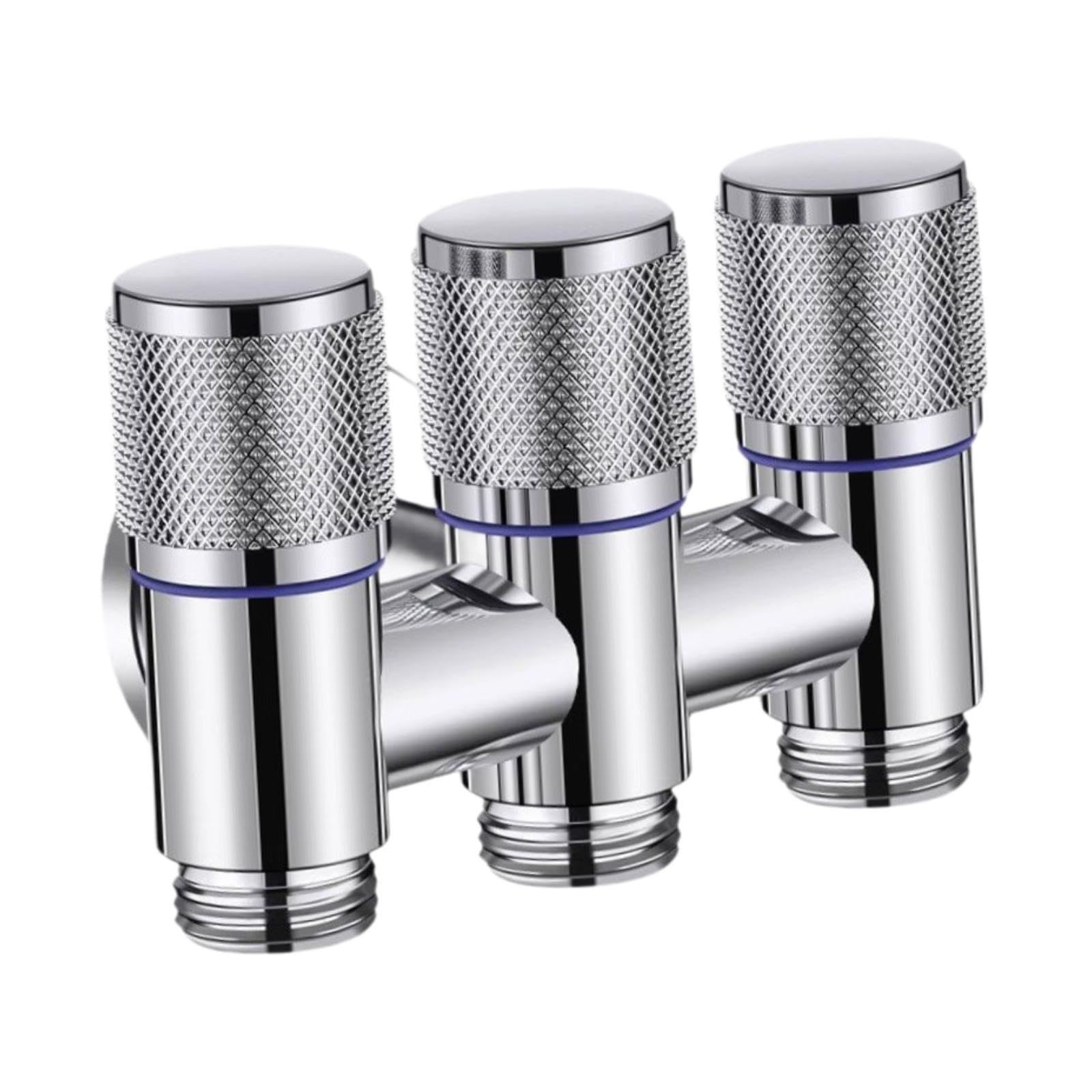 KTUXZCI Multi-Functional Faucet Valve Home Ensures Water Management with Unique 1 in 3 Out Features Control Valve Features High Provides Powerful Water to, Silver, 10x6x7cm
