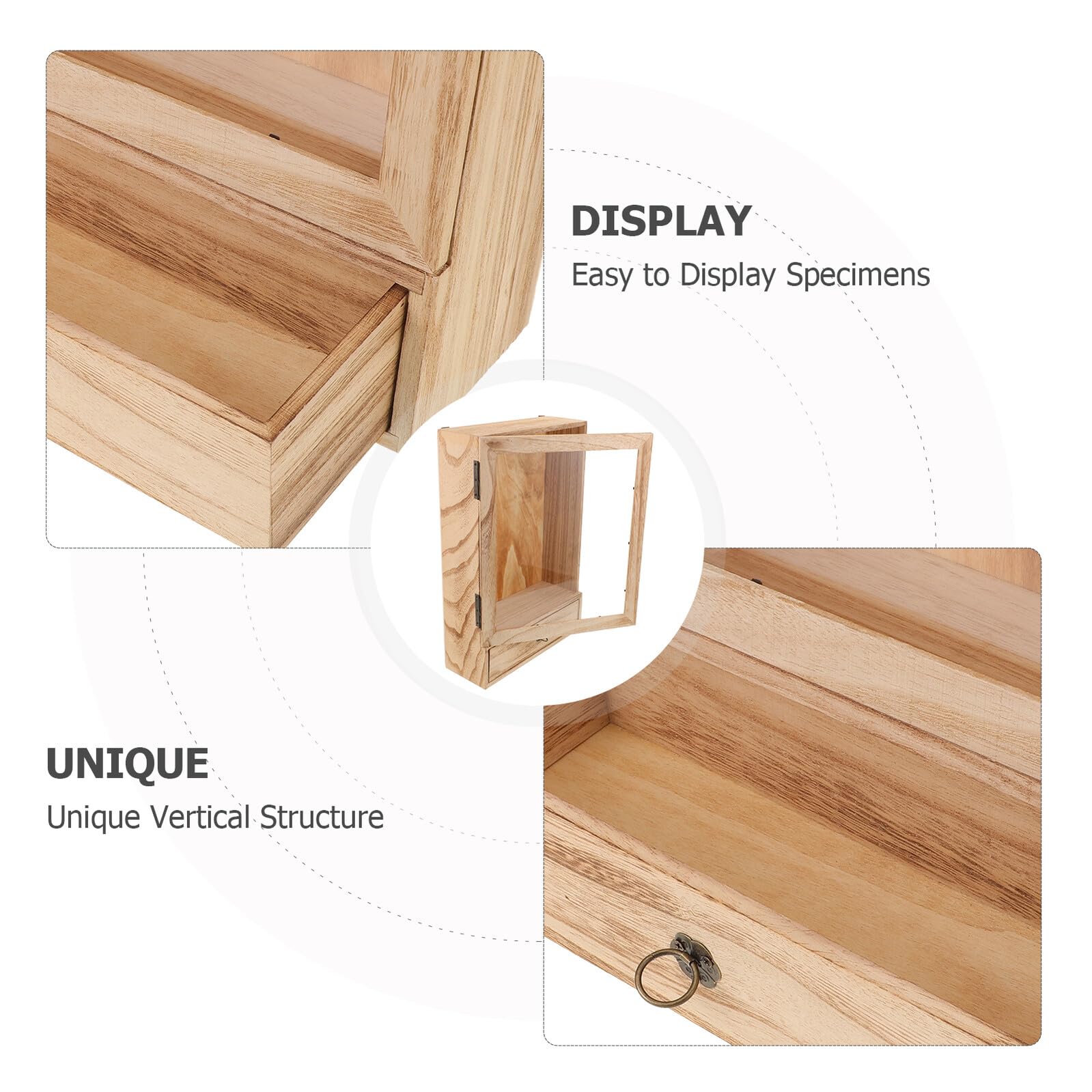 Veemoon Caja De Muestra De Madera Sólida Bastidor Vitrina para Coleccionables Marco De La Imagen Light Brown