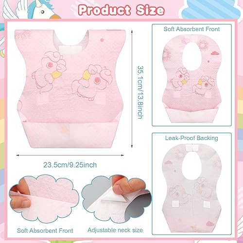 Miniatura 4 de Shinymoon 100 baberos desechables para bebé, envueltos individualmente, baberos de viaje, impermeables, atrapadores de alimentos para niños y niñas