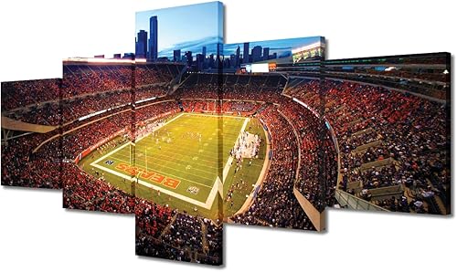 Vista 423 de Cuadros de estadios deportivos de fútbol americano de Minnesota, cuadros de vikingos, 5 paneles, lienzo para pared, arte de pared del estadio