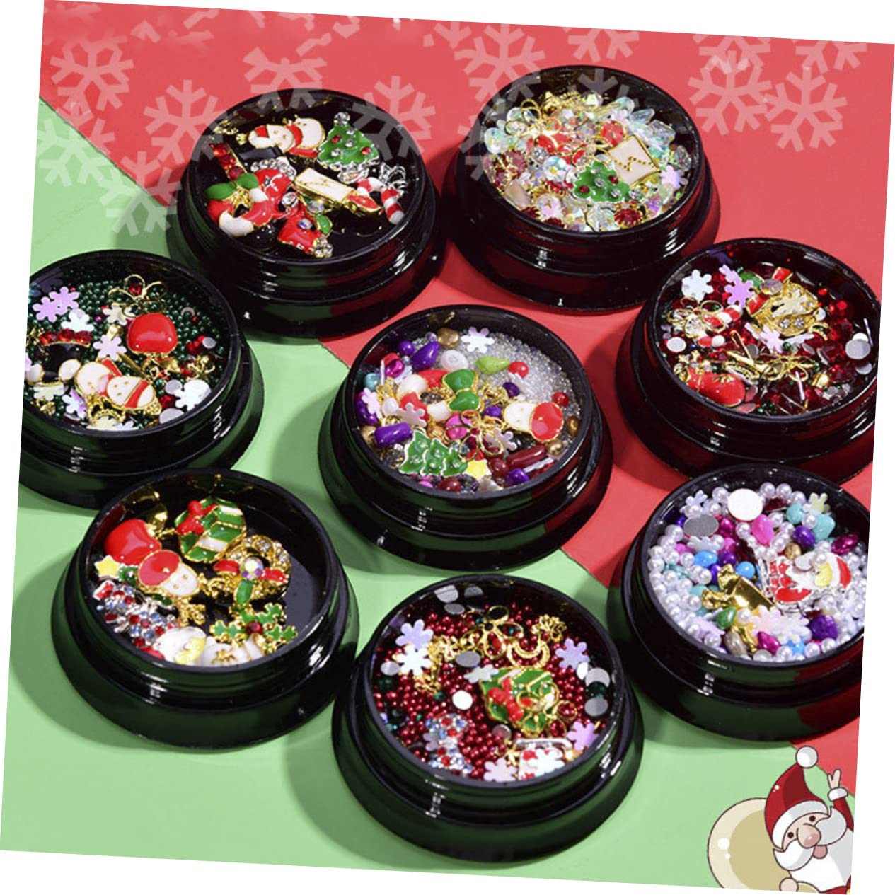 Healvian 3 Ensembles Décorations De Noël Pour Nail Art Breloques De Manucure De Noël Autocollants Pour Ongles Flocons De Neige Strass Pour Nail Art Strass Pour Ongles De Noël 6 boîtes*3