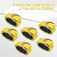 Vista 2 de Trekassy Car Tie Down Straps for Trailers with Heavy Duty Chain Anchors, 6 Pack 2" x 96" Lasso Style Tire Straps (2 for Replacement), 10,000lbs