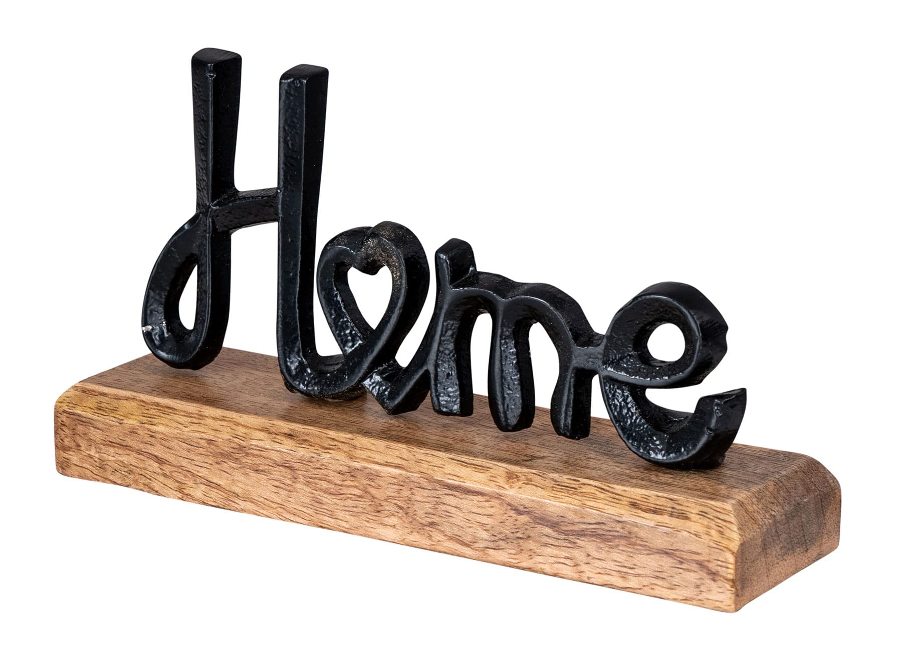 levandeo Espositore Home H11 cm, scritta nera in metallo, legno di mango, decorazione da tavolo, decorazione per la casa