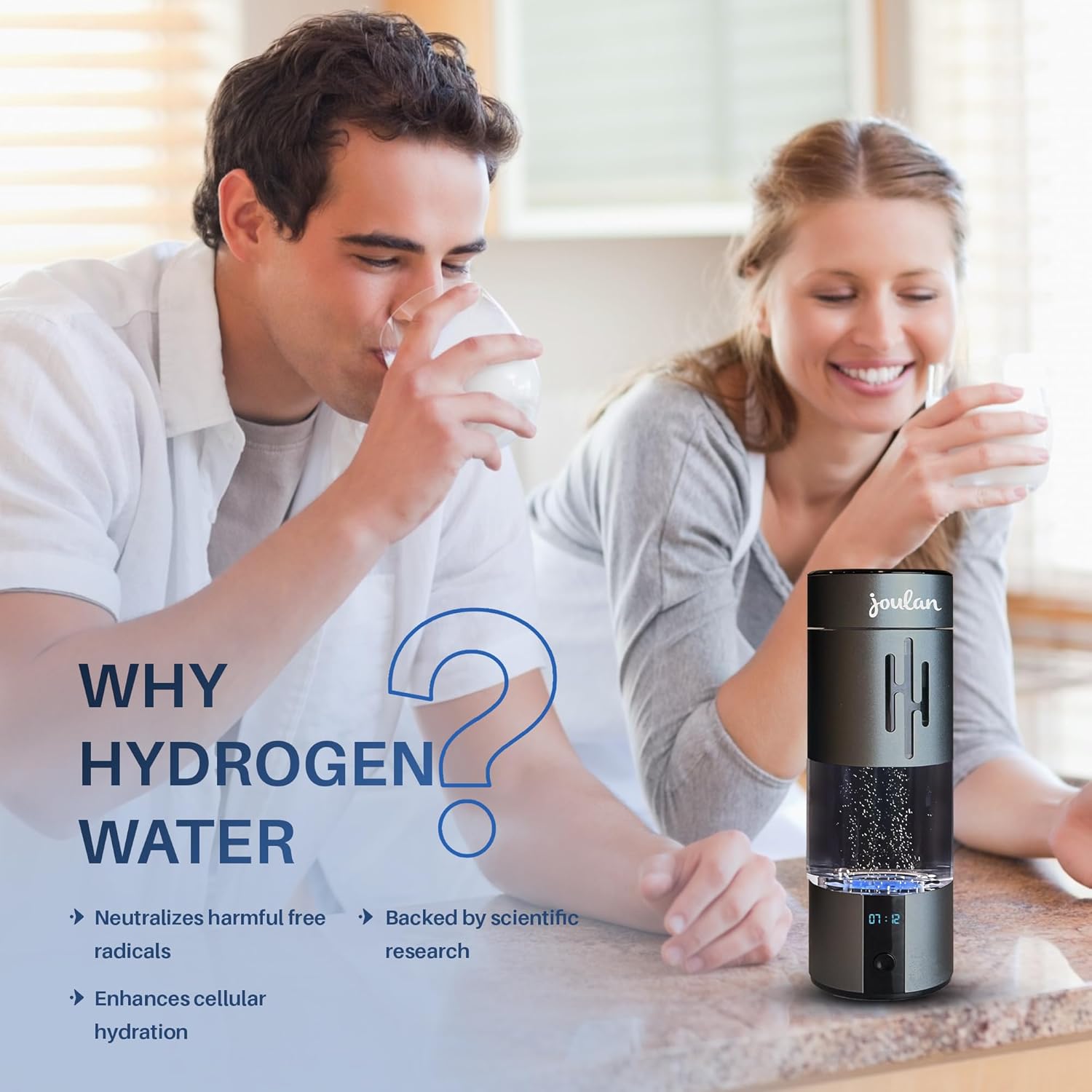 Hydrogenated Water Bottle Generator Glass & Stainless Steel 4500 PPB | SPE & PEM Water Ionizer | Portable Rechargeable Hydrogen Water Bottle for Healthy Hydration - Image 9