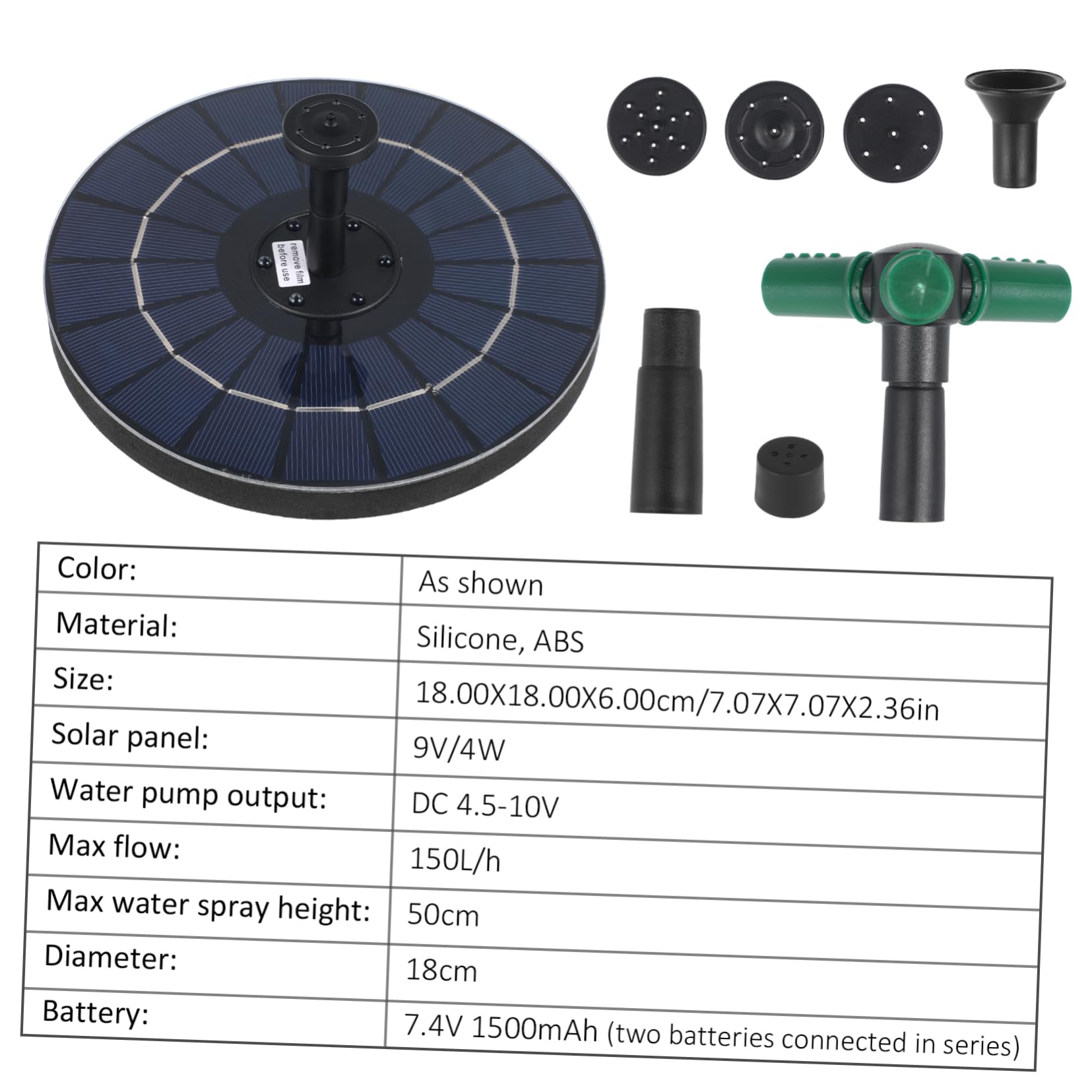 Solarbrunnenpumpe 7, 4v 1500mah Schwimmend mit Einfacher Installation