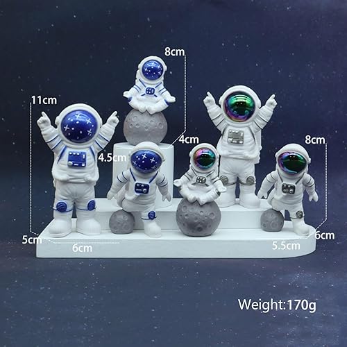 Miniatura 4 de LUOZZY 4 figuras de astronauta decoración para tartas juguetes de astronauta en miniatura decoración de pastel espacial estatuas para decoración de