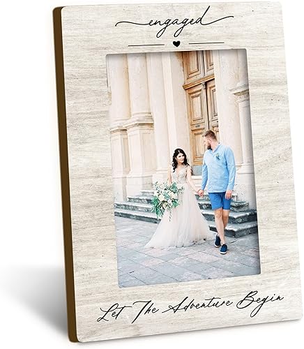 Marco de fotos de boda de 4 x 6 pulgadas, marcos de fotos de compromiso, regalos de boda para esposa, marido, parejas comprometidas, marcos de fotos