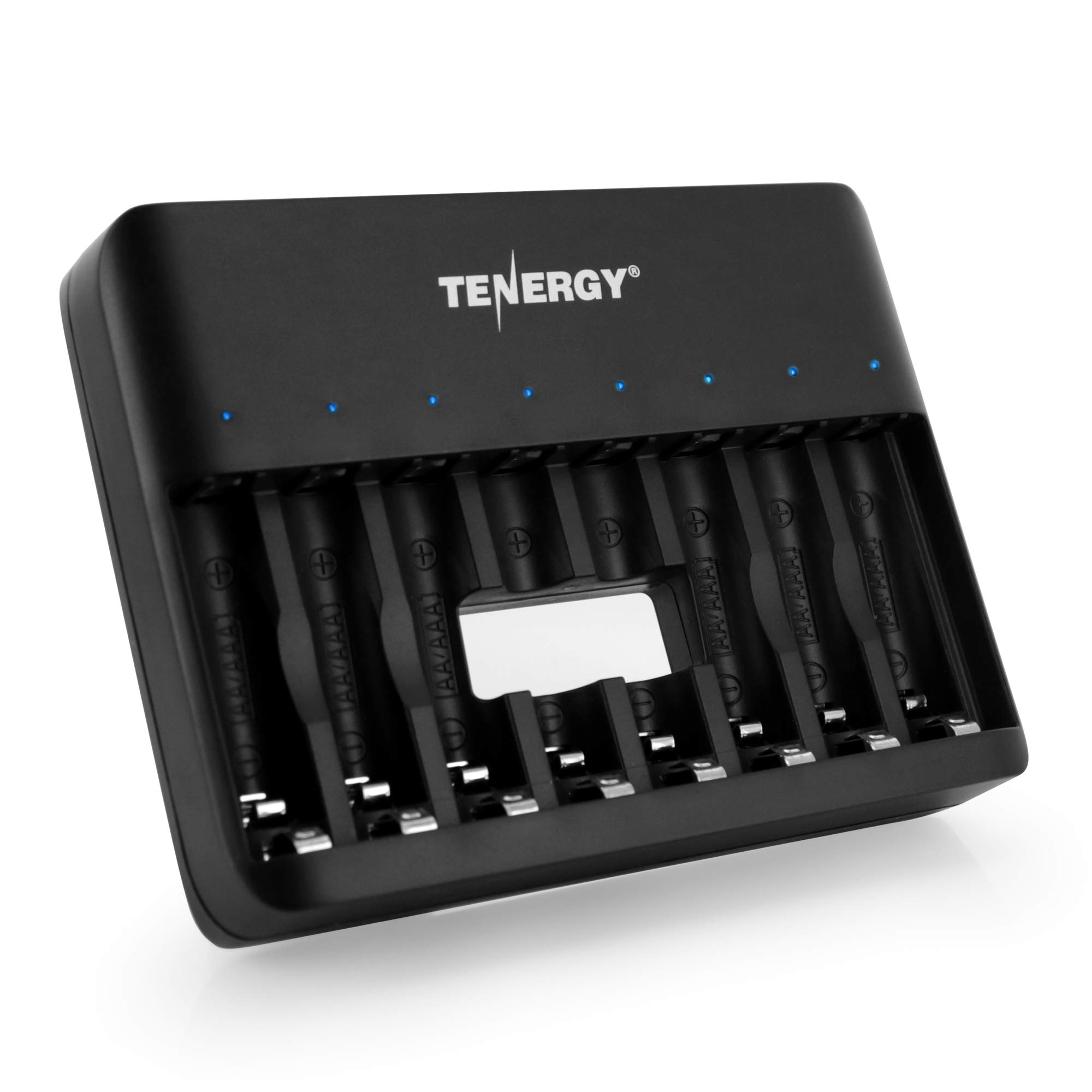 Tenergy TN477U 8-Bay Fast Charger for AA/AAA Ni-MH/NICD Rechargeable Batteries with Micro USB and USB C Inputs