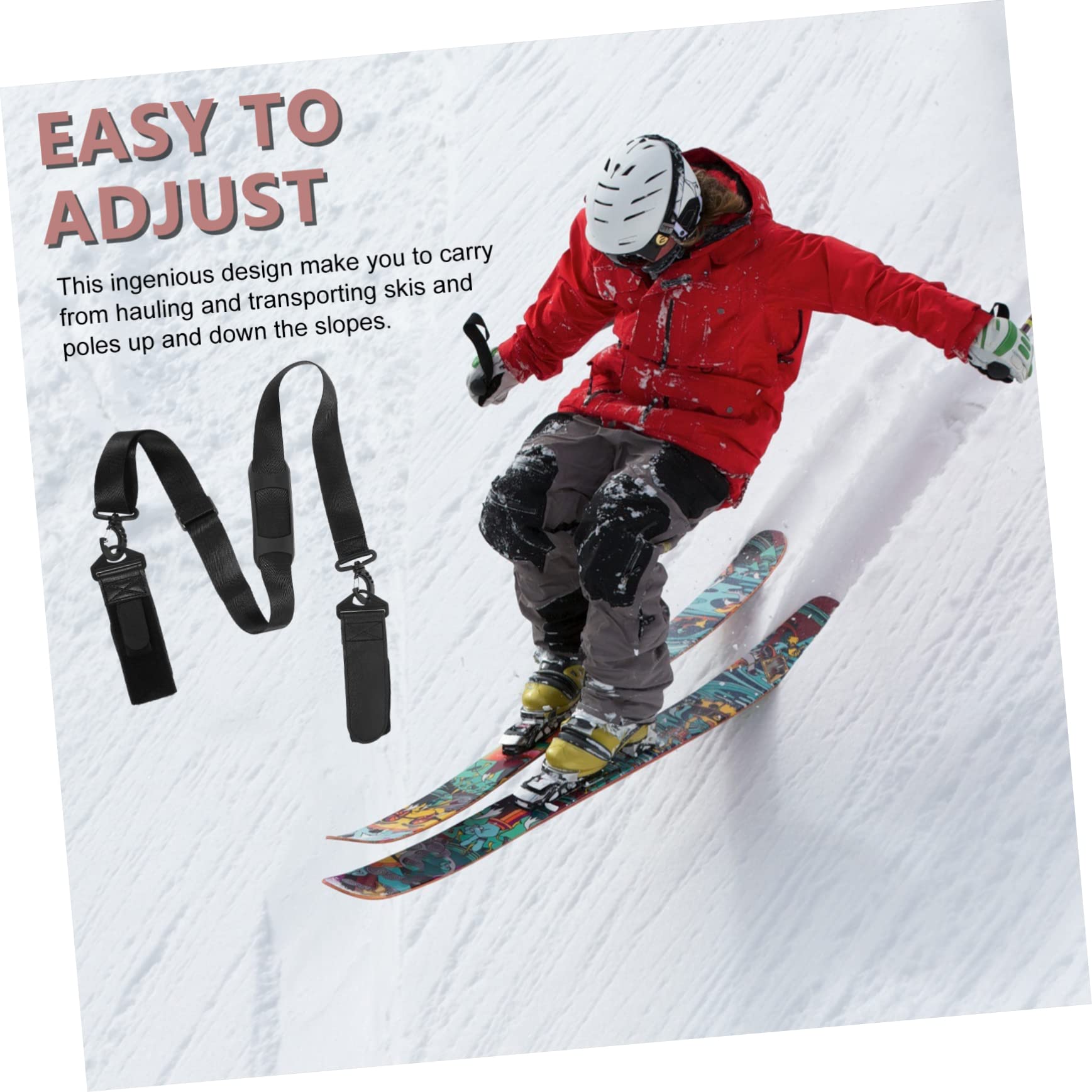 HANABASS Adjustable Ski Shoulder Carrier Ski and Pole Strap for Boys and Girls Adults Outdoor Sports