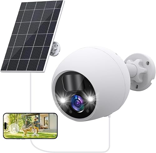 Noahcam Cámaras de seguridad inalámbricas para exteriores con panel solar, cámara de seguridad alimentada por batería solar HD de 4MP para red