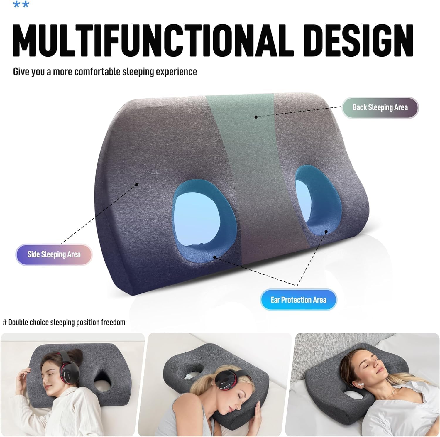 Aicharynic Coussin Donut Anti-douleur 1 Pièce Avec Trou, Soutien Confortable Pour Dormir Sur Le Côté, Voyage Et Chambre à Coucher (rose/28x28x