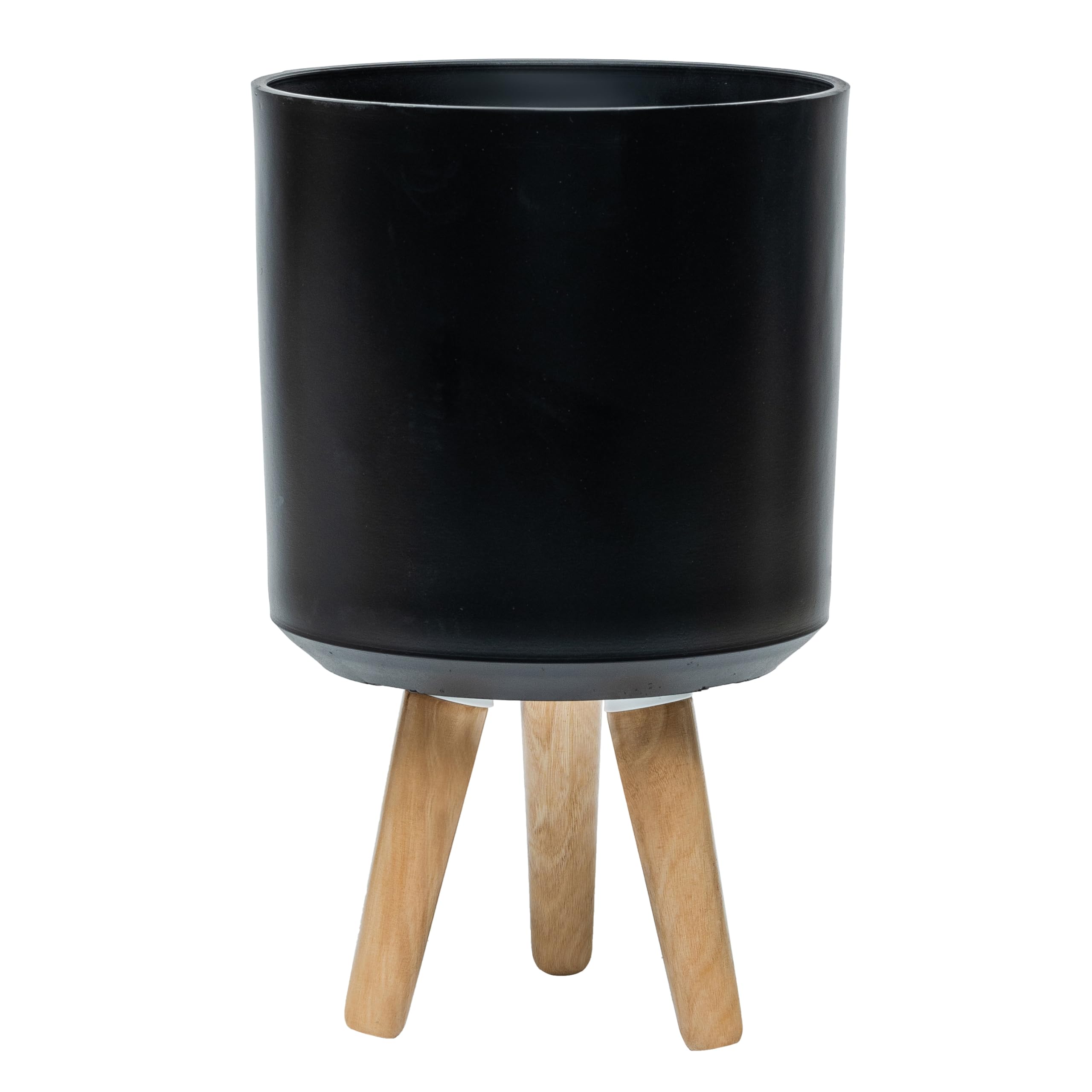 Simpa Urban 12L Round Plastic Planter With Wooden Legs from B&Q