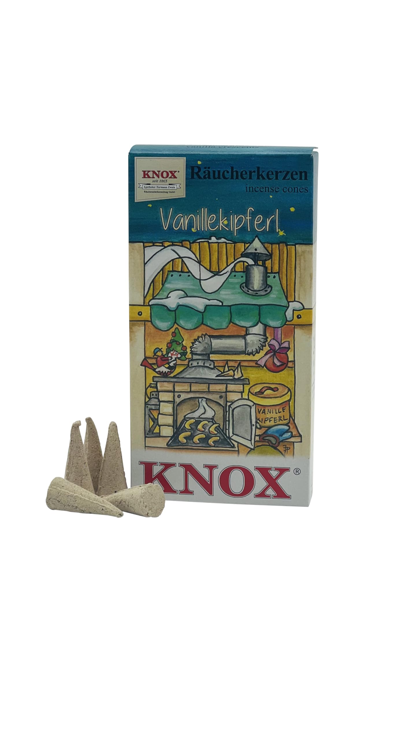KNOX Christmas Bakery Incense Cones – Fragrance: Vanilla Cumferl – Quantity: 24 Pieces – Burning Time: Approx. 10-15 Minutes – Made in Germany