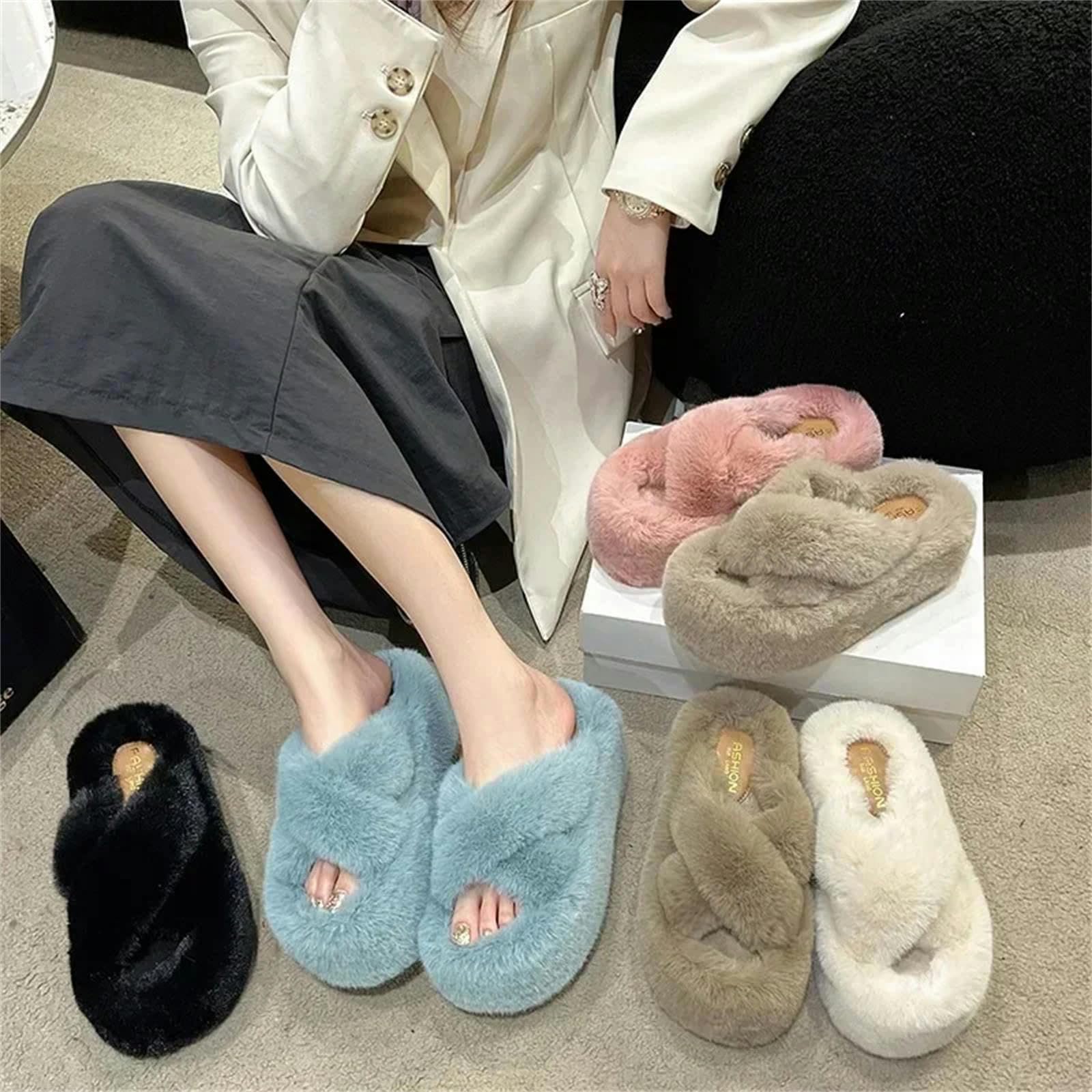 Pantofole Donna Invernali Donna Pelosa Signore Finta Pelliccia Di Lusso Fluffy Pantofola