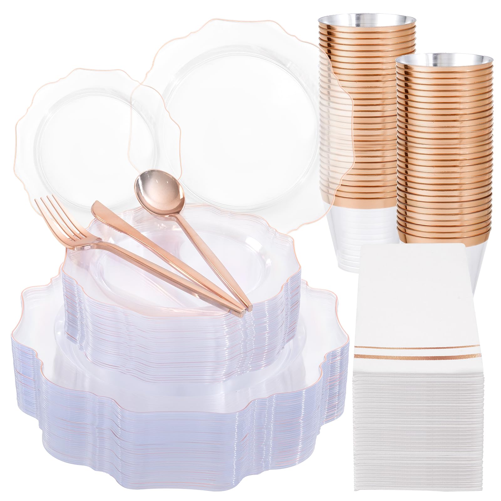 Pink & Gold Disposable Plates - Party Dinnerware -21