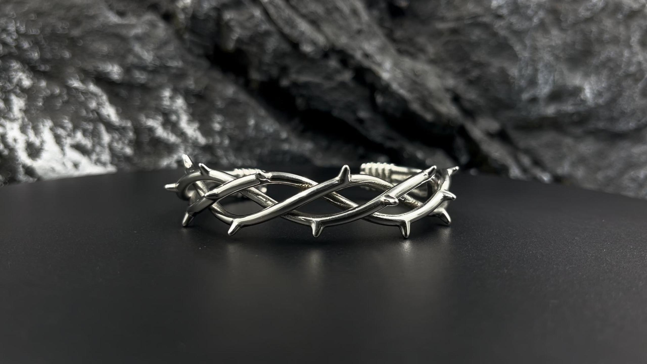 Pulsera de acero inoxidable con diseño punk entrelazado miniatura 6