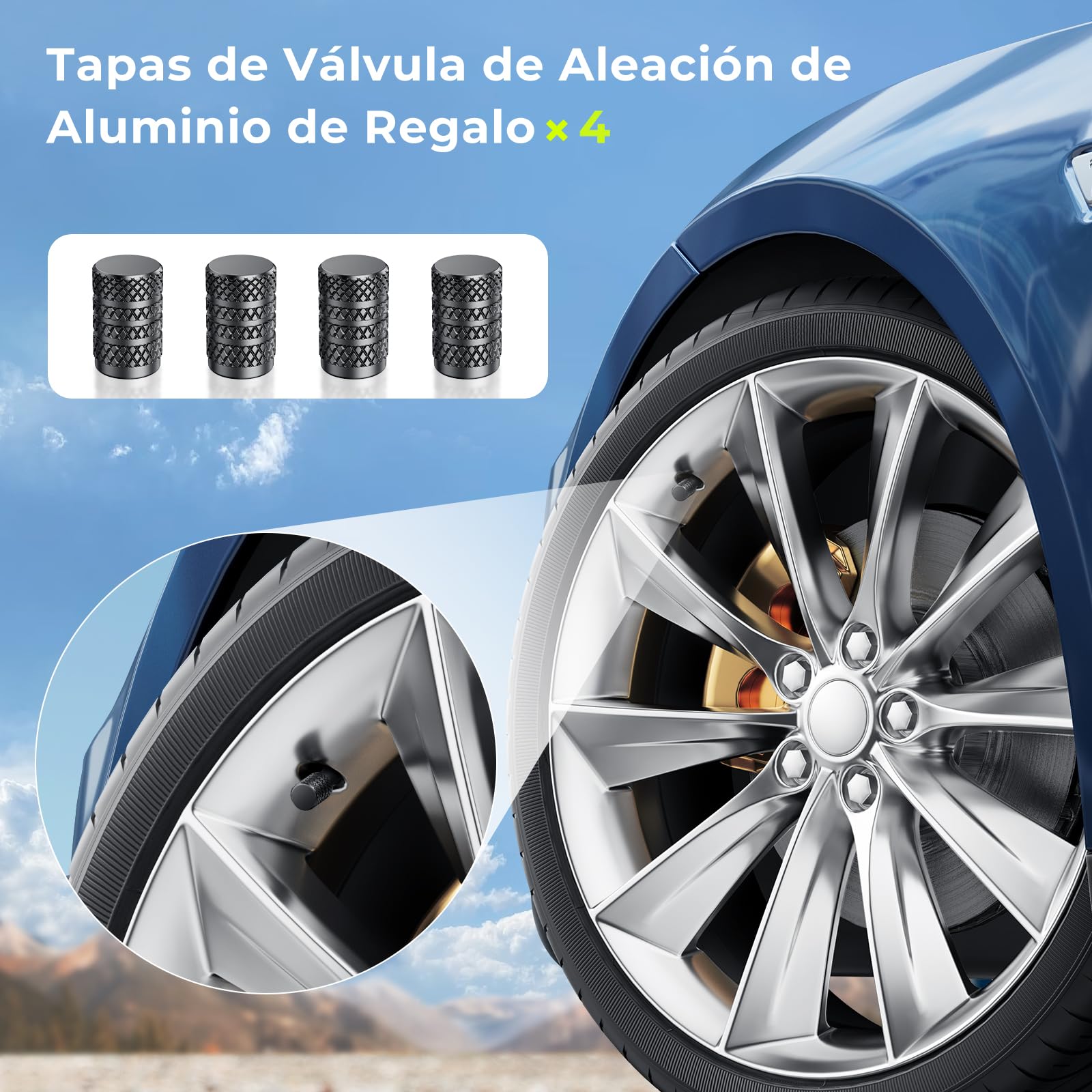 Syncwire Compresor Aire Portatil - 10.35Bar máx Inflador Electrico Compresor Aire Inflación Más rápido Bomba Aire para Coche, Motos, Bicicletas, Pelotas, con Tapas de Válvula de Neumáticos, LCD Grande