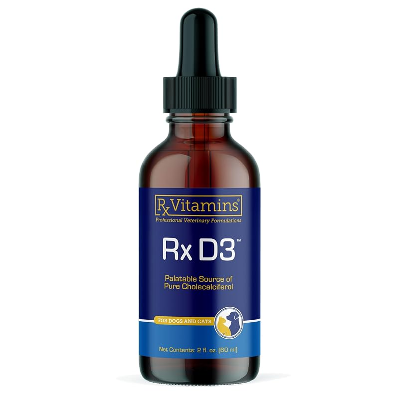 Suplemento líquido de Vitamina D3 para Cães e Gatos Rx Vitamins em Óleo MCT, 60 mL