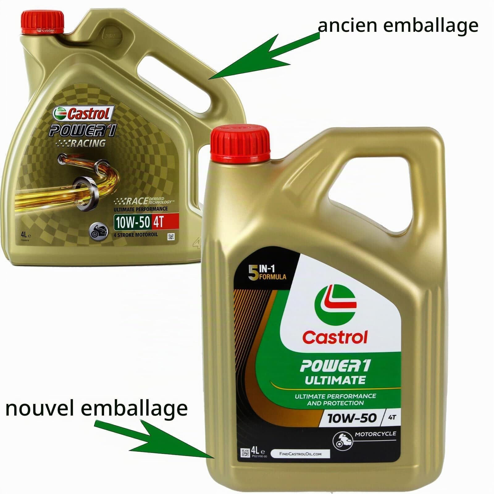 CASTROL Huile moteur Power 1 10W-50 API SN Ultimate 4T 4 L Compatible avec YAMAHA MOTORCYCLES V-MAX CYGNUS XVS XC XJR