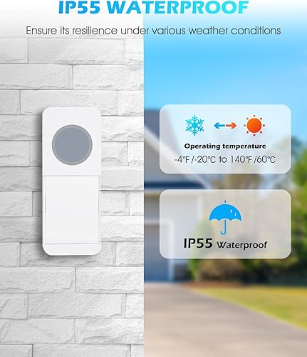 Miniatura 5 de SURNICE - Timbre de puerta inalámbrico, impermeable IP55 que funciona a 1300 pies con 63 melodías, placa de nombre (versión de batería)