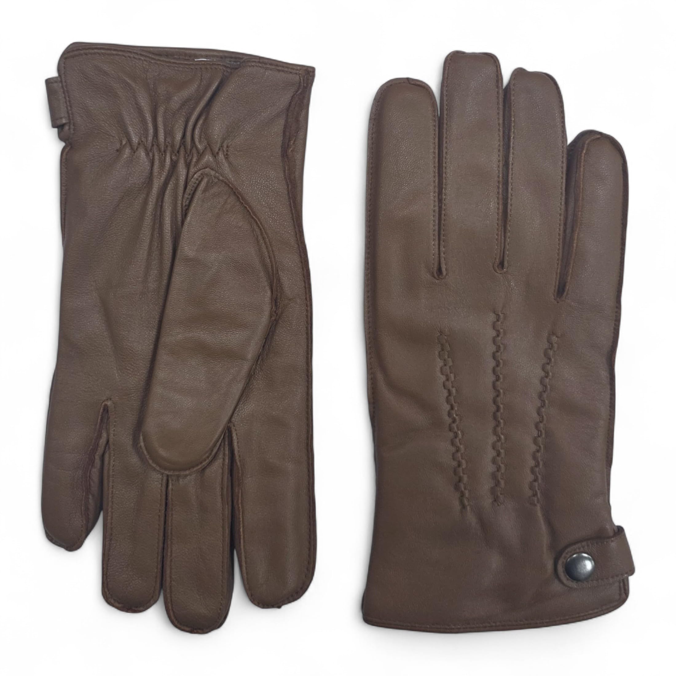 Infinity Leather Men's Italian Leather Wool-Lined Gloves - Tan - XL