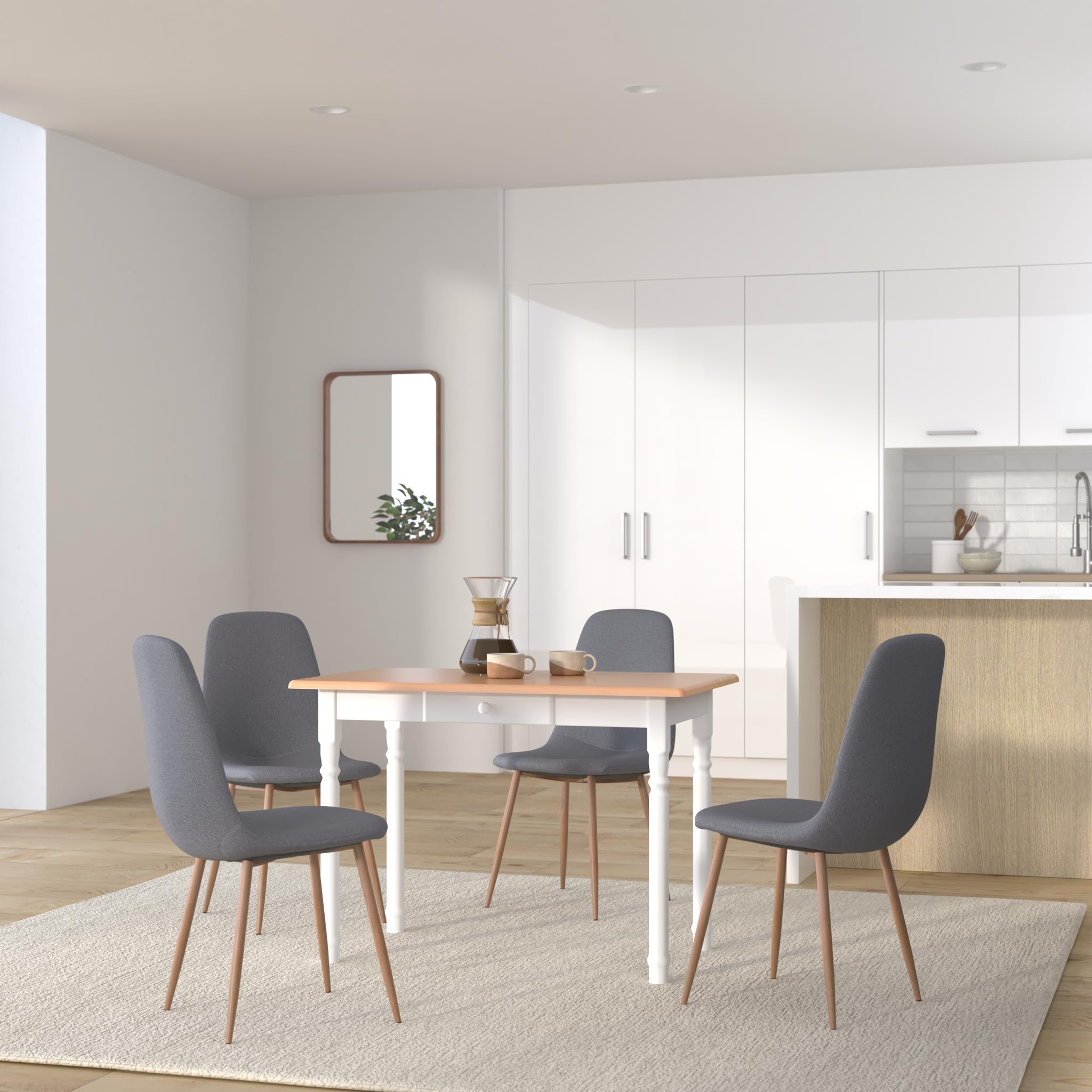 K Koma Alder Mesa De Comedor De Pino Macizo – Tamaño 60x90 Cm, Color Gris