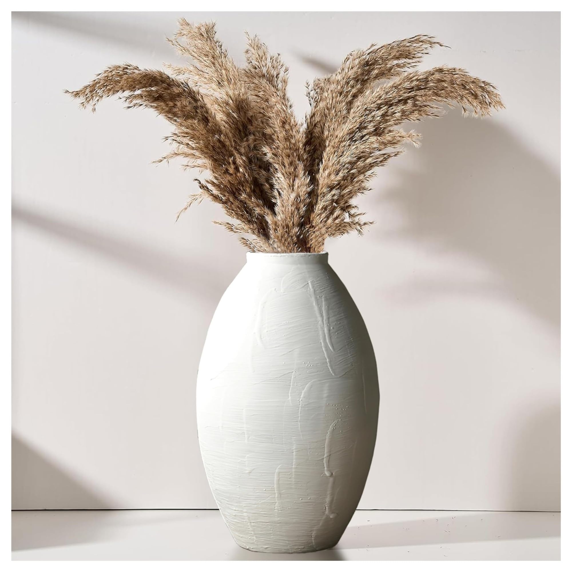 Vase blanc en céramique haut de gamme au design abstrait de 39cm