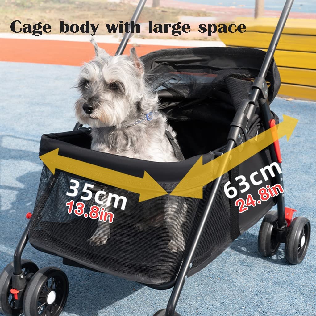 Passeggino Pieghevole Per Cani E Gatti Piccoli, 7.5 Kg, Con Portabicchieri, Ruote 360° E Rete Traspirante