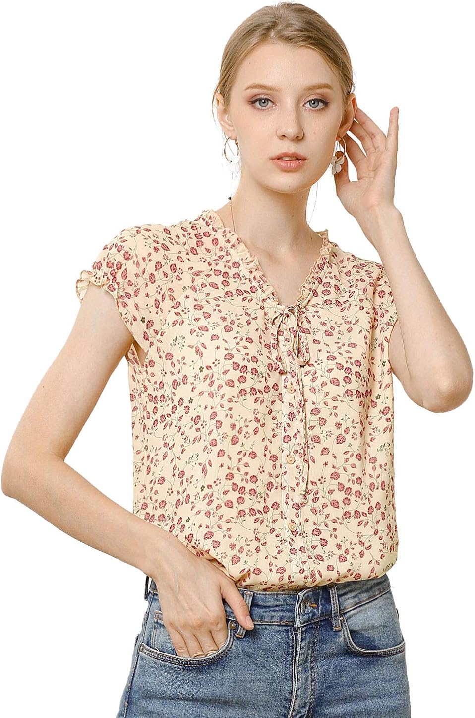 Women's short sleeve floral blouse Clearance