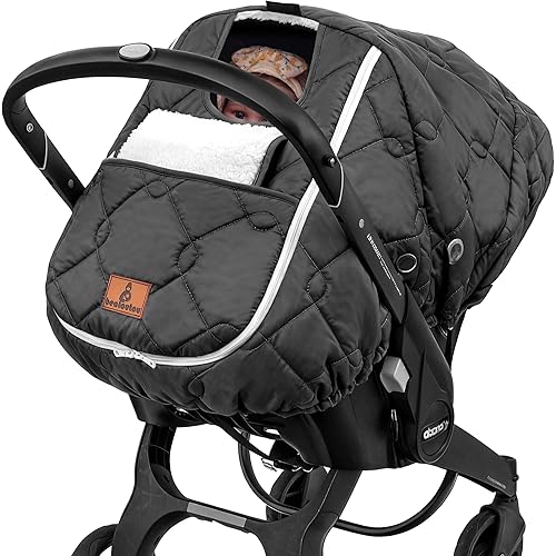 Winter Carseat Cover for Baby,Waterproof Baby Car Seat Cover Compatible with Doona Car Seat and Stroller，Winter Infant Carseat Canopy, Keeps Babies Warm and Cozy (Black)