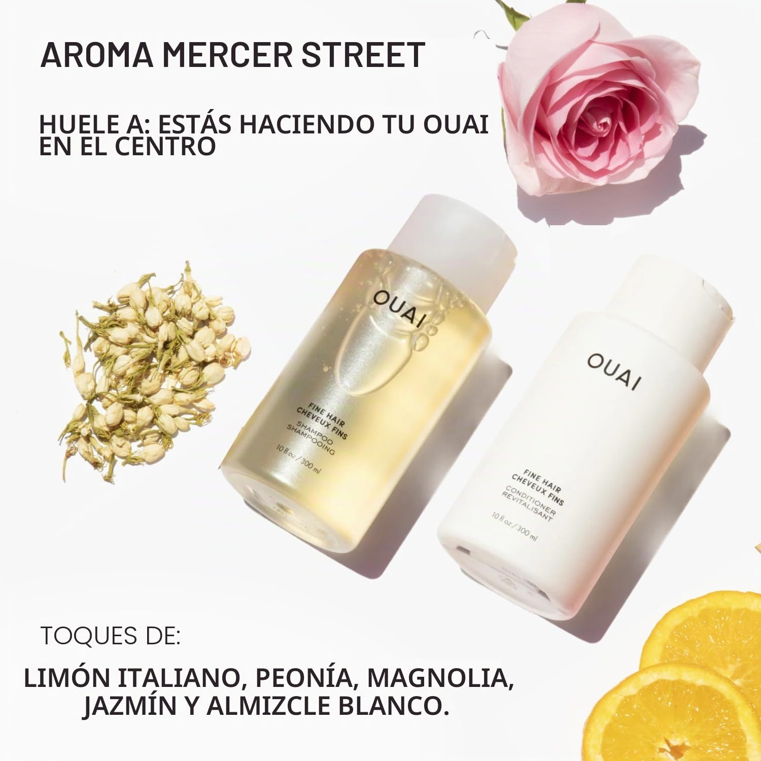 OUAI Juego de champú y acondicionador fino, champú y acondicionador sin sulfatos para cabello fino, fabricado con queratina, raíz de malvavisco, manteca de karité y aceite de aguacate, libre de