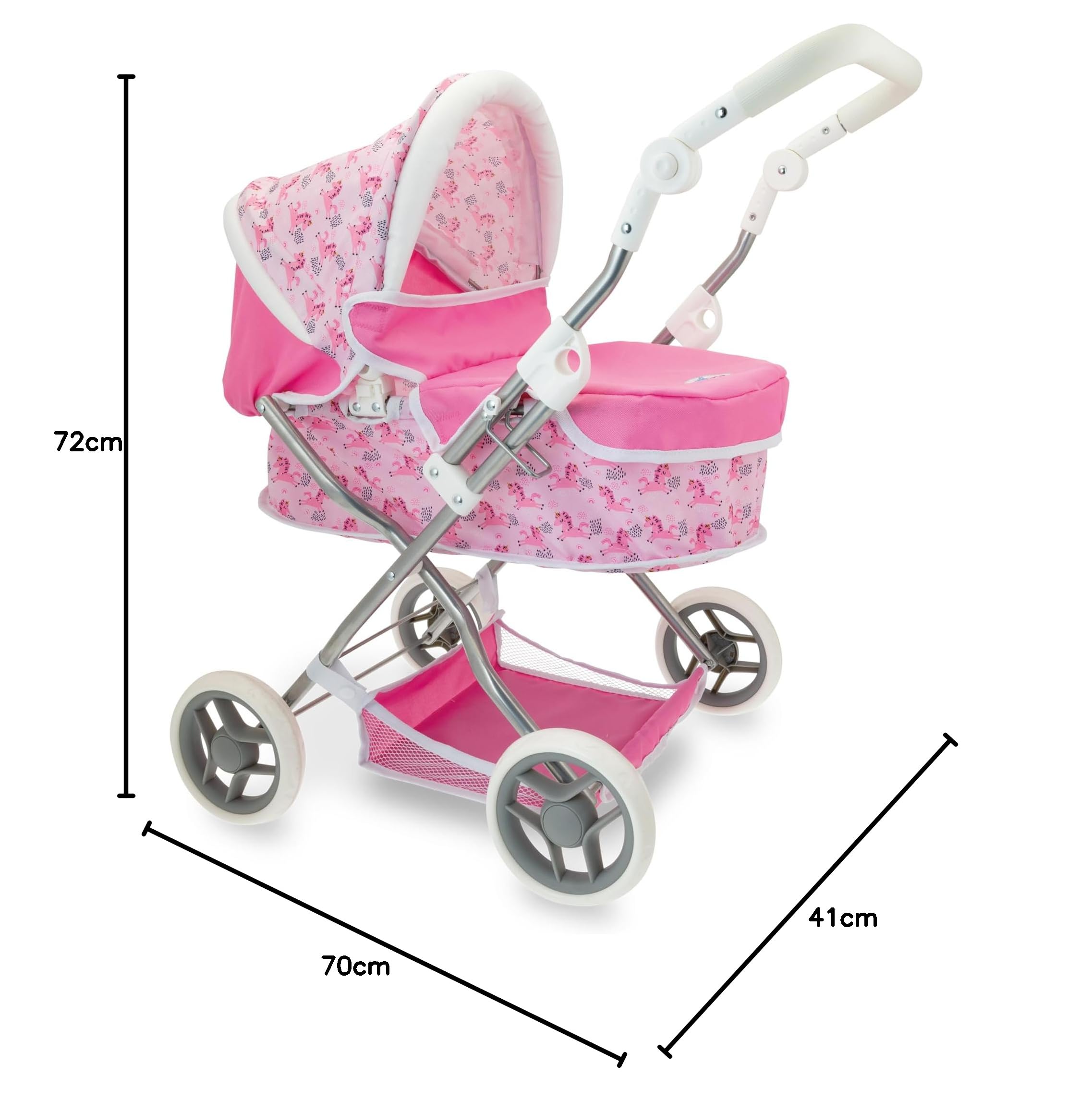 Teorema Ciao Ciccio - Carrozzina In Metallo Schienale Regolabile, 47x17x60 h 72, Bianco/ Beige